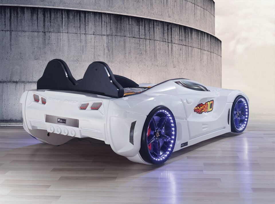 Kaju Carbeds Arabalı Çocuk Yatak Luxury Full Beyaz