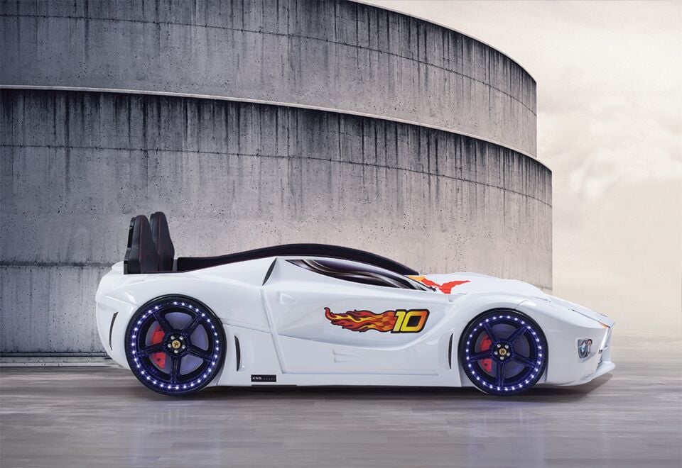 Kaju Carbeds Arabalı Çocuk Yatak Luxury Full Beyaz