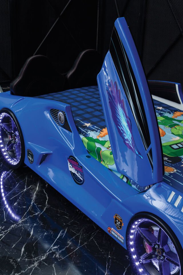 Kaju Carbed Arabalı Çocuk Yatak Moon Aero Full Mavi