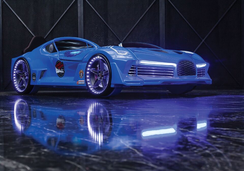 Kaju Carbeds Arabalı Çocuk Yatak Moon Aero Full Mavi