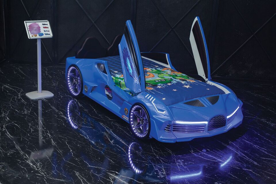 Kaju Carbeds Arabalı Çocuk Yatak Moon Aero Full Mavi