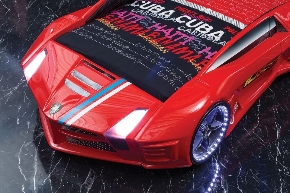 Kaju Carbed Arabalı Çocuk Yatak Luxury Full Kırmızı