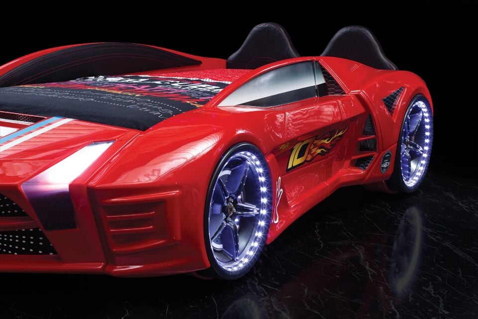 Kaju Carbeds Arabalı Çocuk Yatak Luxury Full Kırmızı