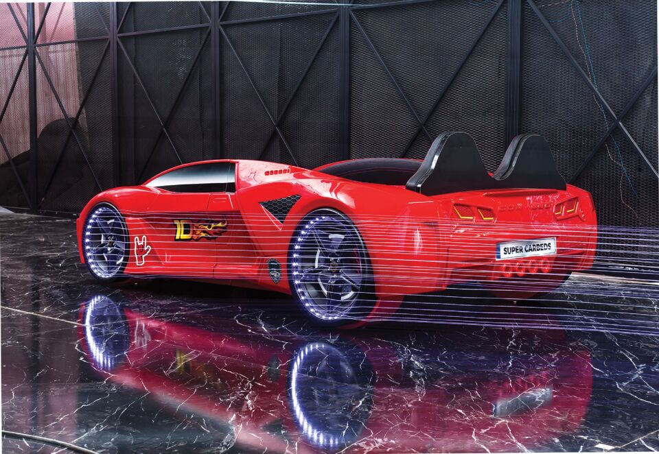 Kaju Carbeds Arabalı Çocuk Yatak Luxury Full Kırmızı