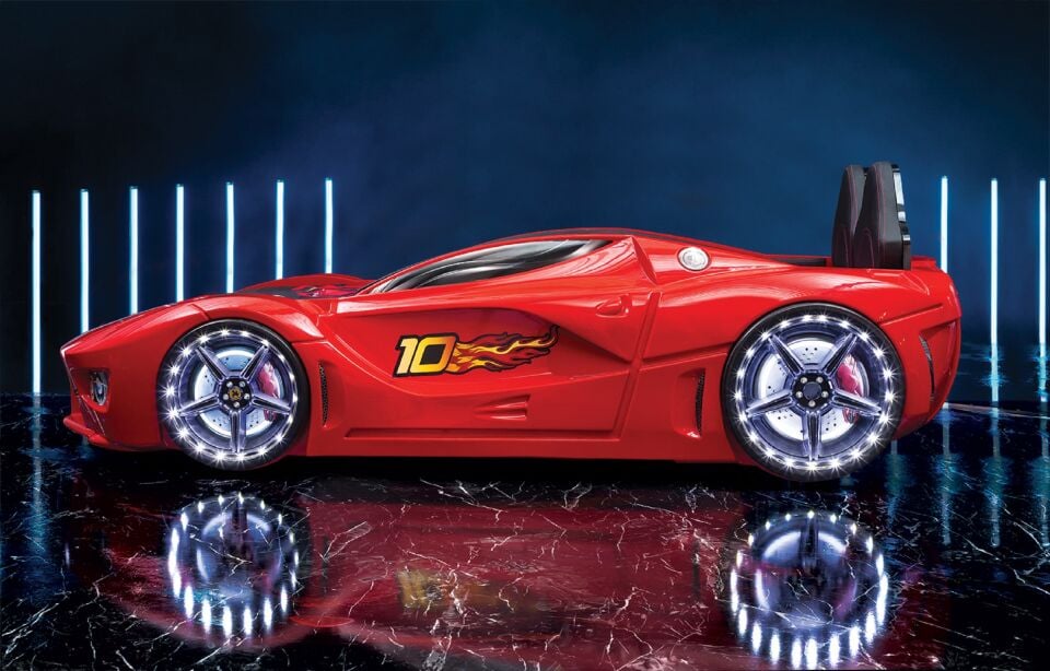 Kaju Carbeds Arabalı Çocuk Yatak Luxury Full Kırmızı