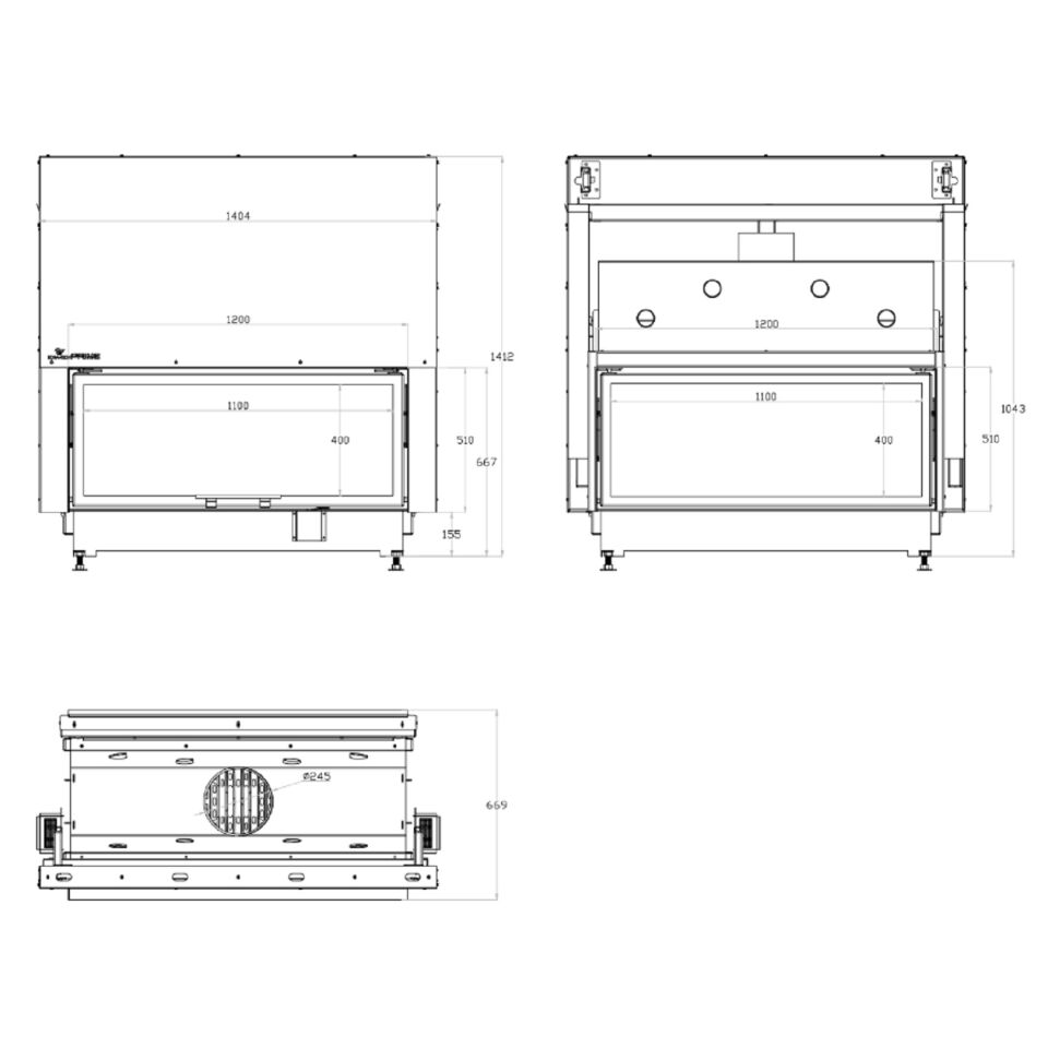 Echa Tech Asansörlü Tünel Çelik Şömine Haznesi Çift Yüzlü 120 x 51