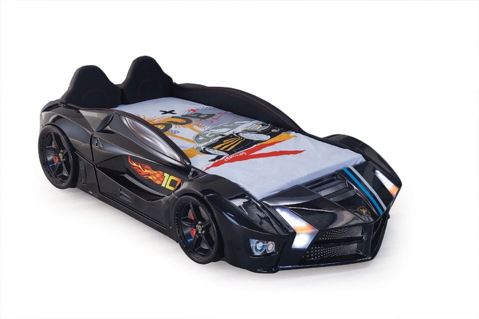 Kaju Carbed Arabalı Çocuk Yatak Luxury Full Siyah