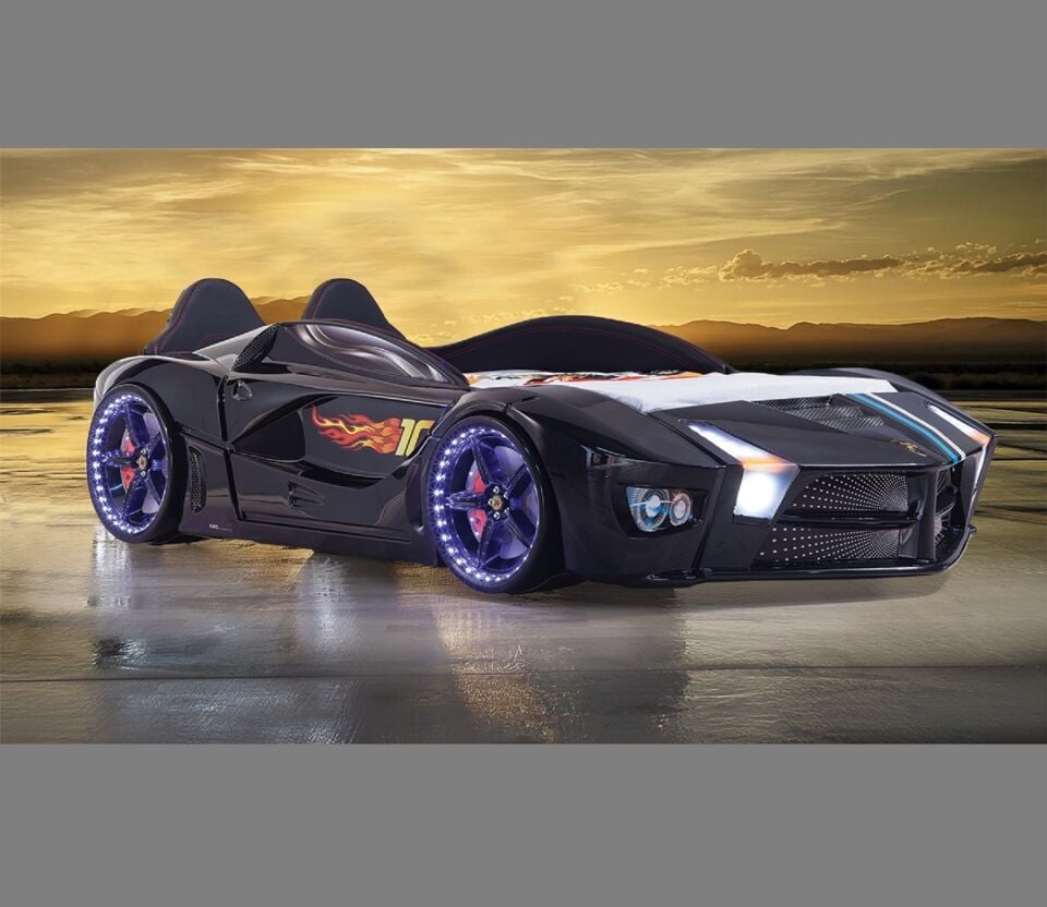 Kaju Carbeds Arabalı Çocuk Yatak Luxury Full Siyah