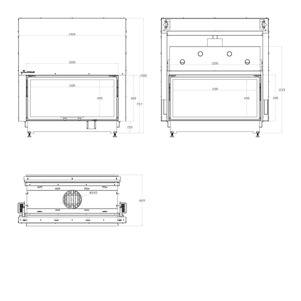 Echa Tech Asansörlü Tünel Double Face Çelik Şömine Haznesi 120 x 60