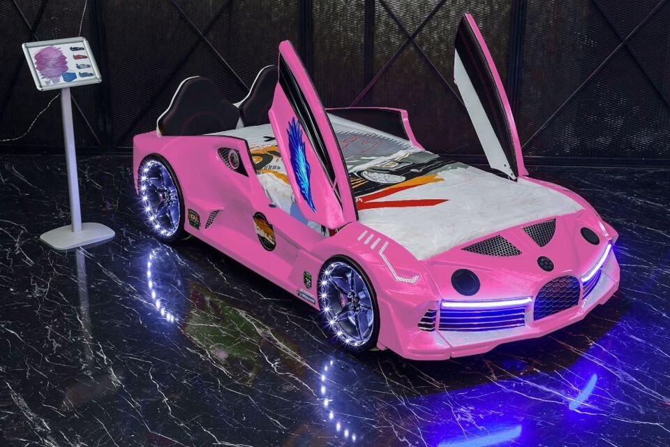 Kaju Carbeds Arabalı Çocuk Yatak Moon Aero Premium Pembe