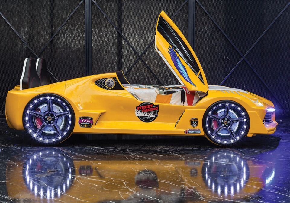 Kaju Carbeds Arabalı Çocuk Yatak Moon Aero Premium Sarı