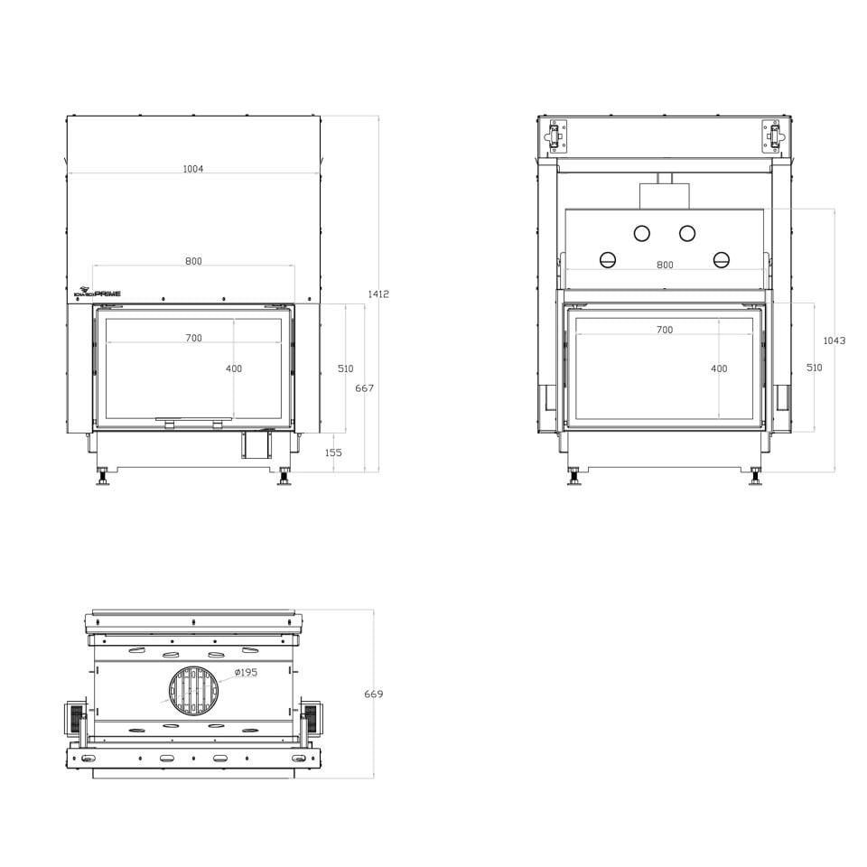 Echa Tech Asansörlü Tünel Çelik Şömine Haznesi Çift Yüzlü D 80 x 51