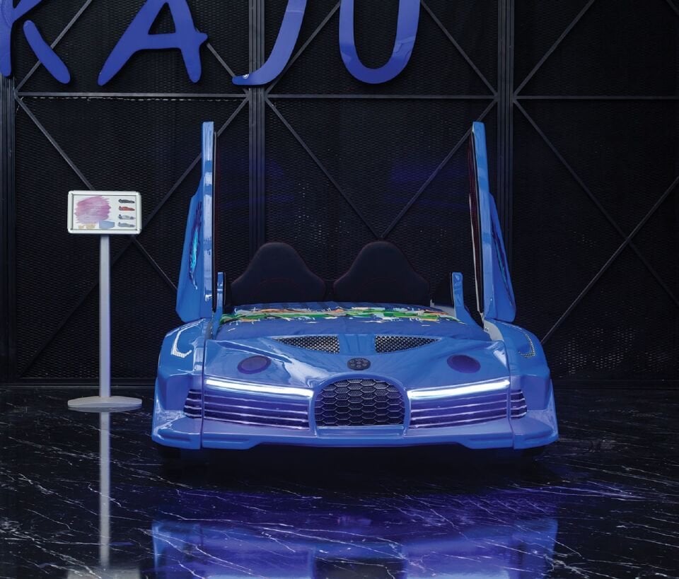 Kaju Carbeds Arabalı Çocuk Yatak Moon Aero Premium Mavi