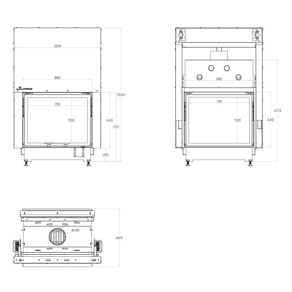 Echa Tech Asansörlü Tünel Çelik Şömine Haznesi Çift Yüzlü D 80 x 64
