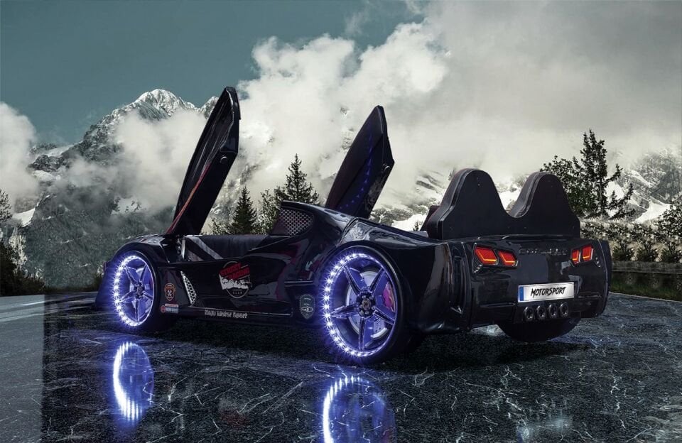 Kaju Carbeds Arabalı Çocuk Yatak Moon Aero Premium Siyah