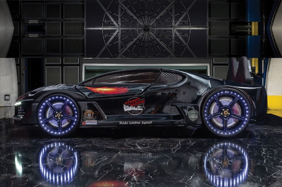 Kaju Carbeds Arabalı Çocuk Yatak Moon Aero Premium Siyah