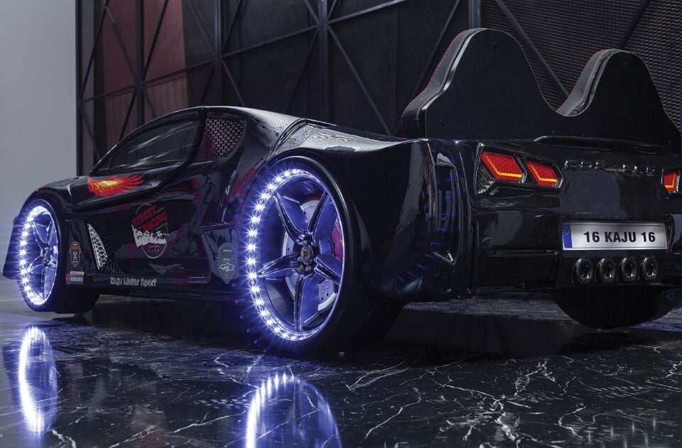 Kaju Carbeds Arabalı Çocuk Yatak Moon Aero Premium Siyah