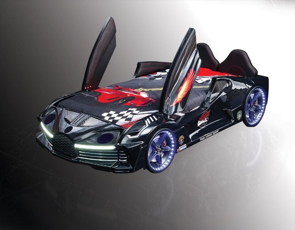 Kaju Carbeds Arabalı Çocuk Yatak Moon Aero Premium Siyah