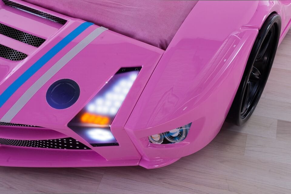 Kaju Carbed Arabalı Çocuk Yatak Luxury Premium Pembe