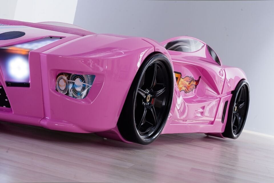 Kaju Carbed Arabalı Çocuk Yatak Luxury Premium Pembe
