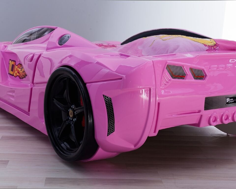 Kaju Carbed Arabalı Çocuk Yatak Luxury Premium Pembe