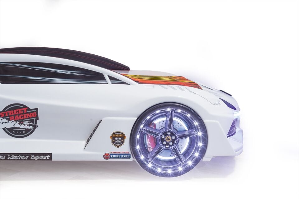 Kaju Carbed Arabalı Çocuk Yatak Moon Premium Beyaz
