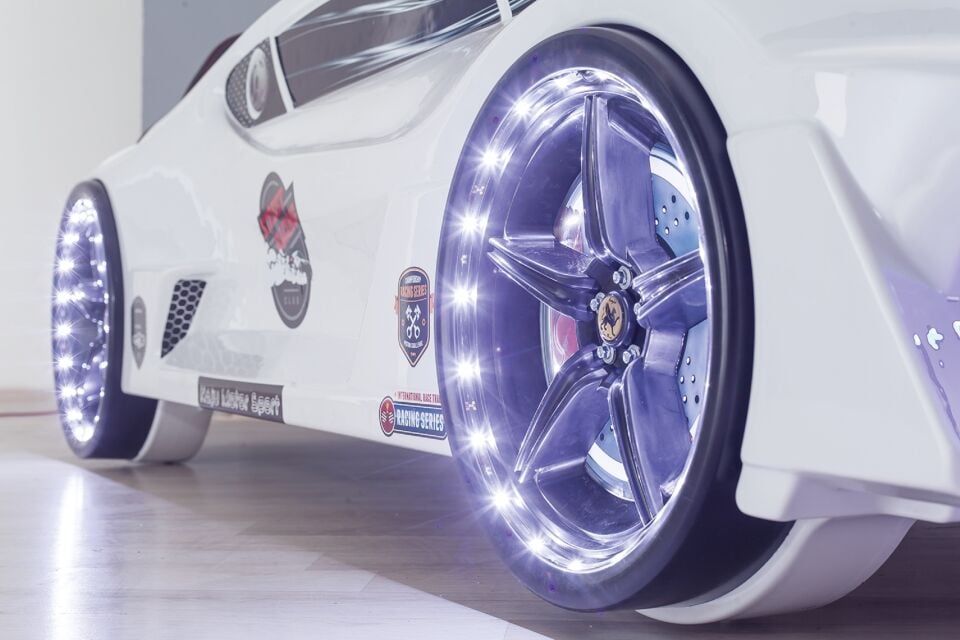 Kaju Carbed Arabalı Çocuk Yatak Moon Premium Beyaz
