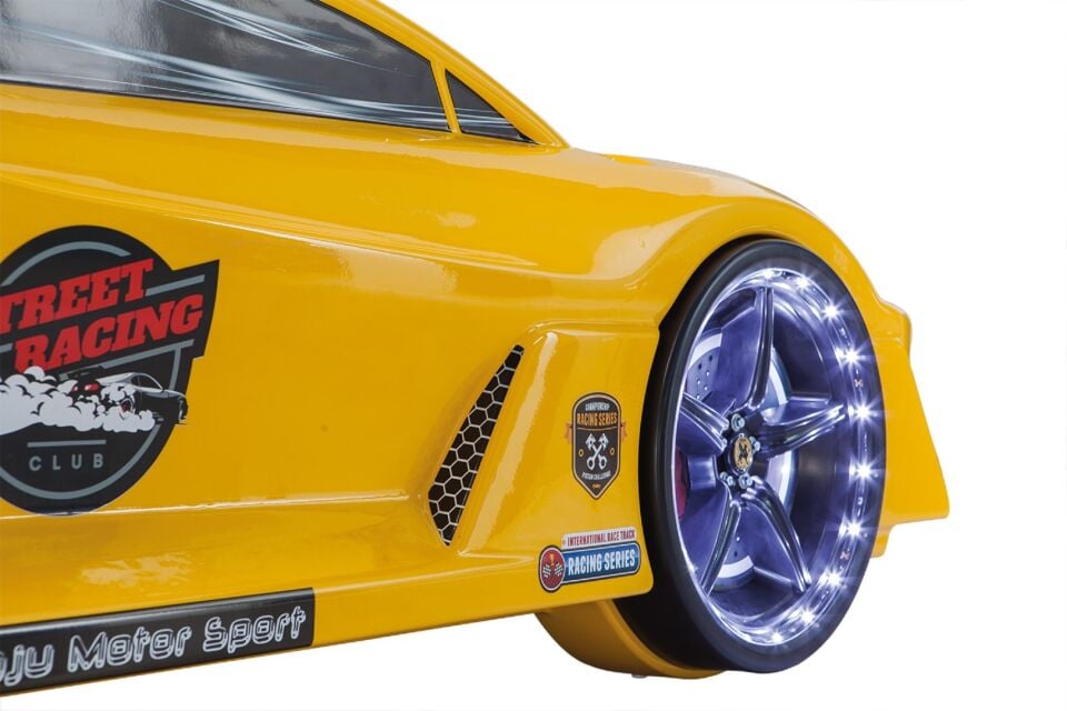 Kaju Carbeds Arabalı Çocuk Yatak Moon Premium Sarı