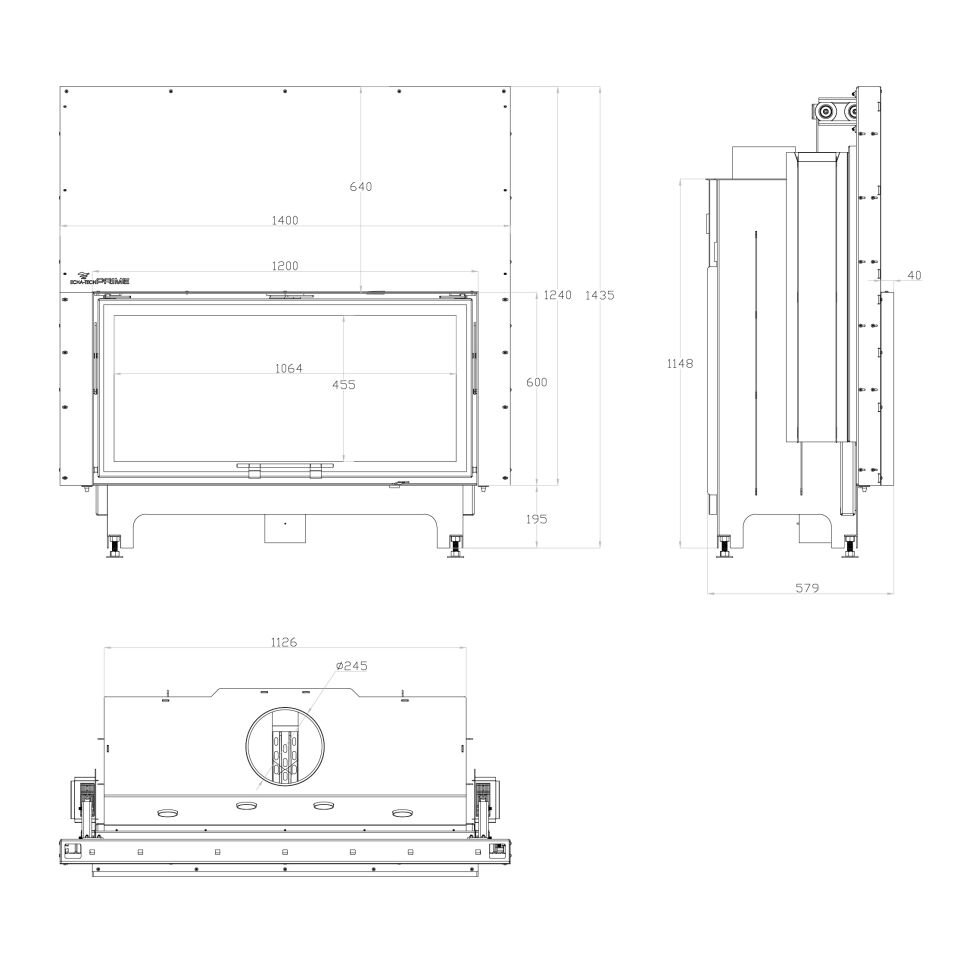 Echa Tech Asansörlü Çelik Şömine Haznesi Düz 120 x 60 D