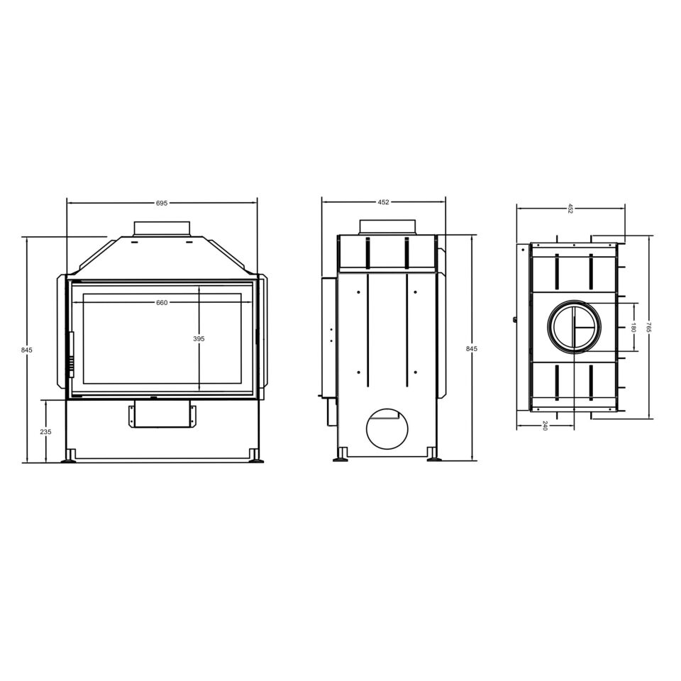 A Caminetti Çelik Şömine Flat Openside 60 Lık