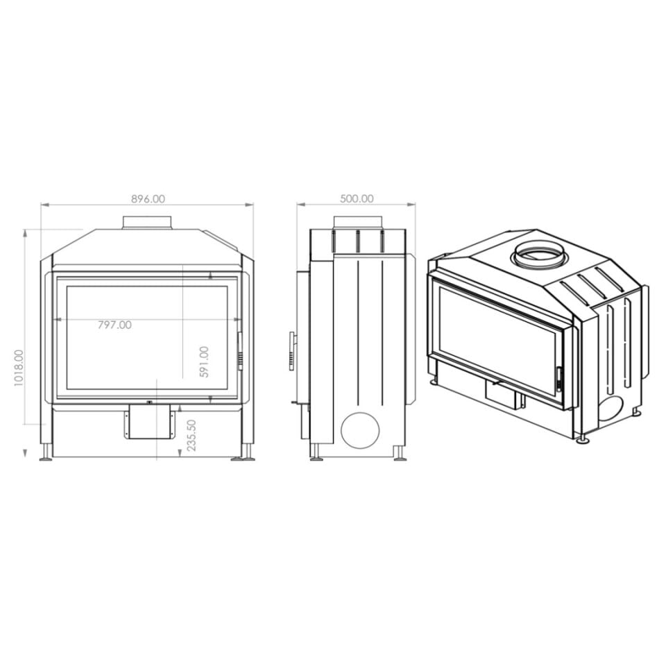 A Caminetti Çelik Şömine Flat Openside 80 Lik