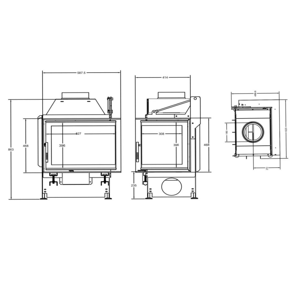 A Caminetti Çelik Şömine Quatrro Openside 50 Lik Sağ