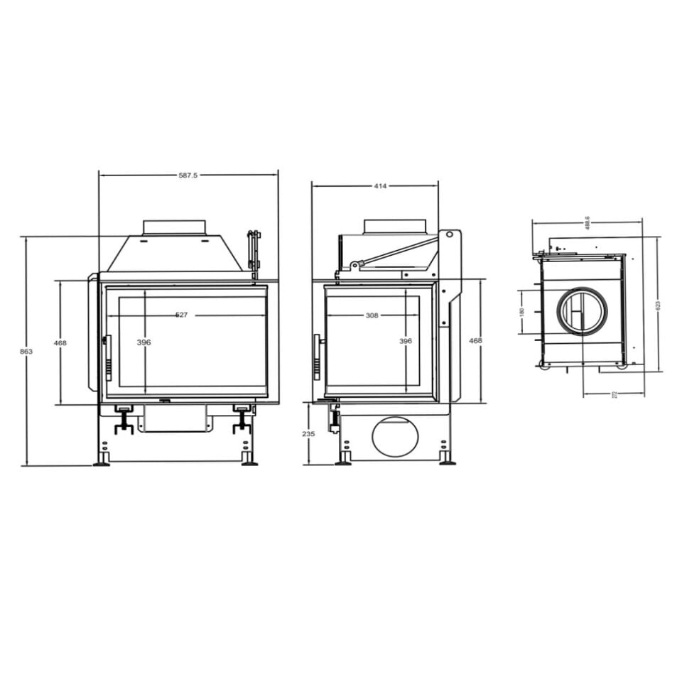 A Caminetti Çelik Şömine Quatrro Openside 50 Lik Sol