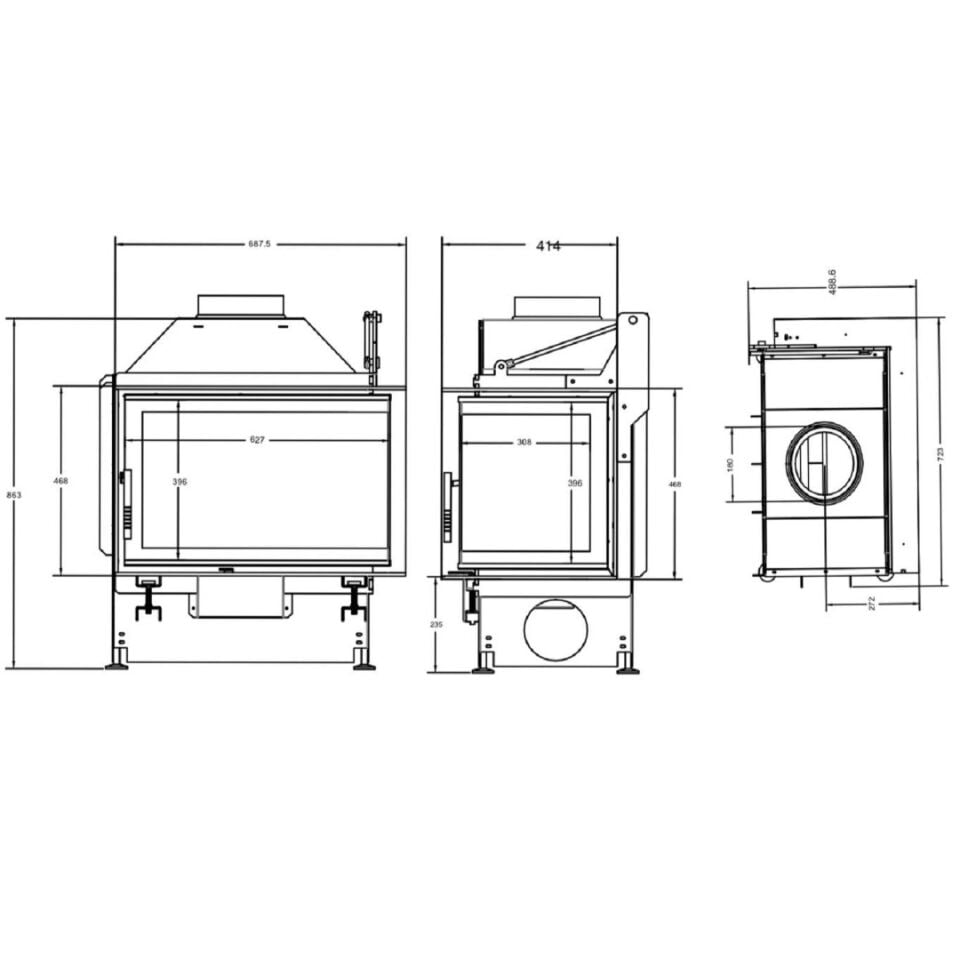 A Caminetti Çelik Şömine Quatrro Openside 60 Lık Sağ