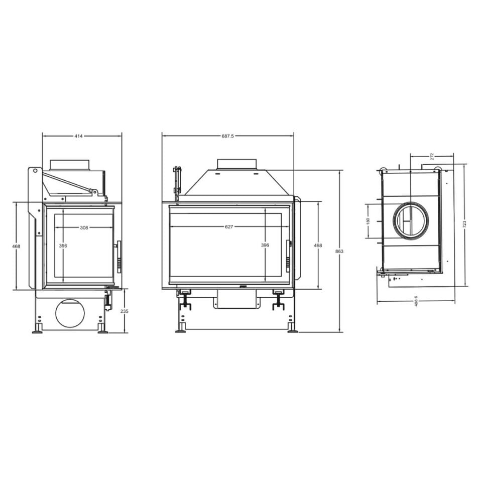 A Caminetti Çelik Şömine Quatrro Openside 60 Lık Sol