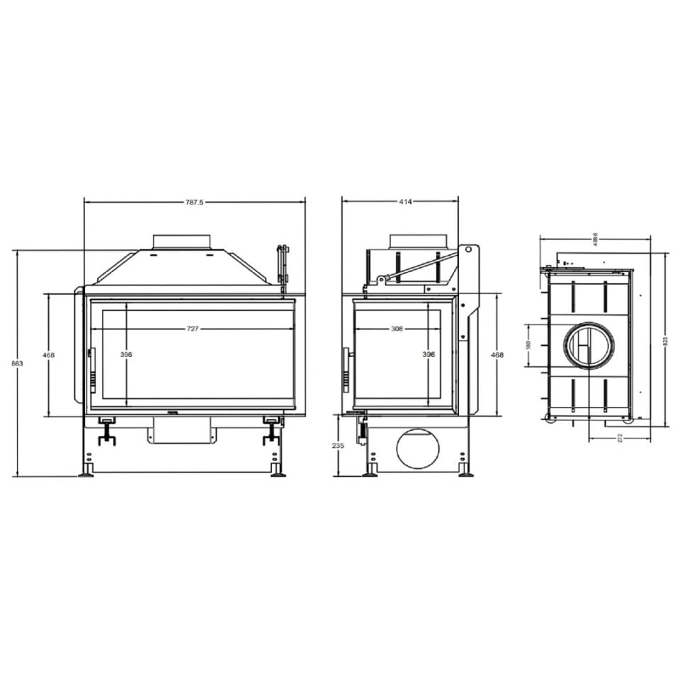 A Caminetti Çelik Şömine Quatrro Openside 70 Lik Sağ