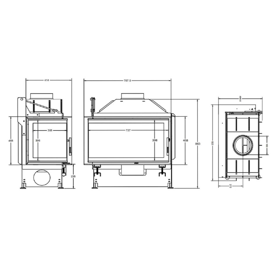 A Caminetti Çelik Şömine Quatrro Openside 70 Lik Sol
