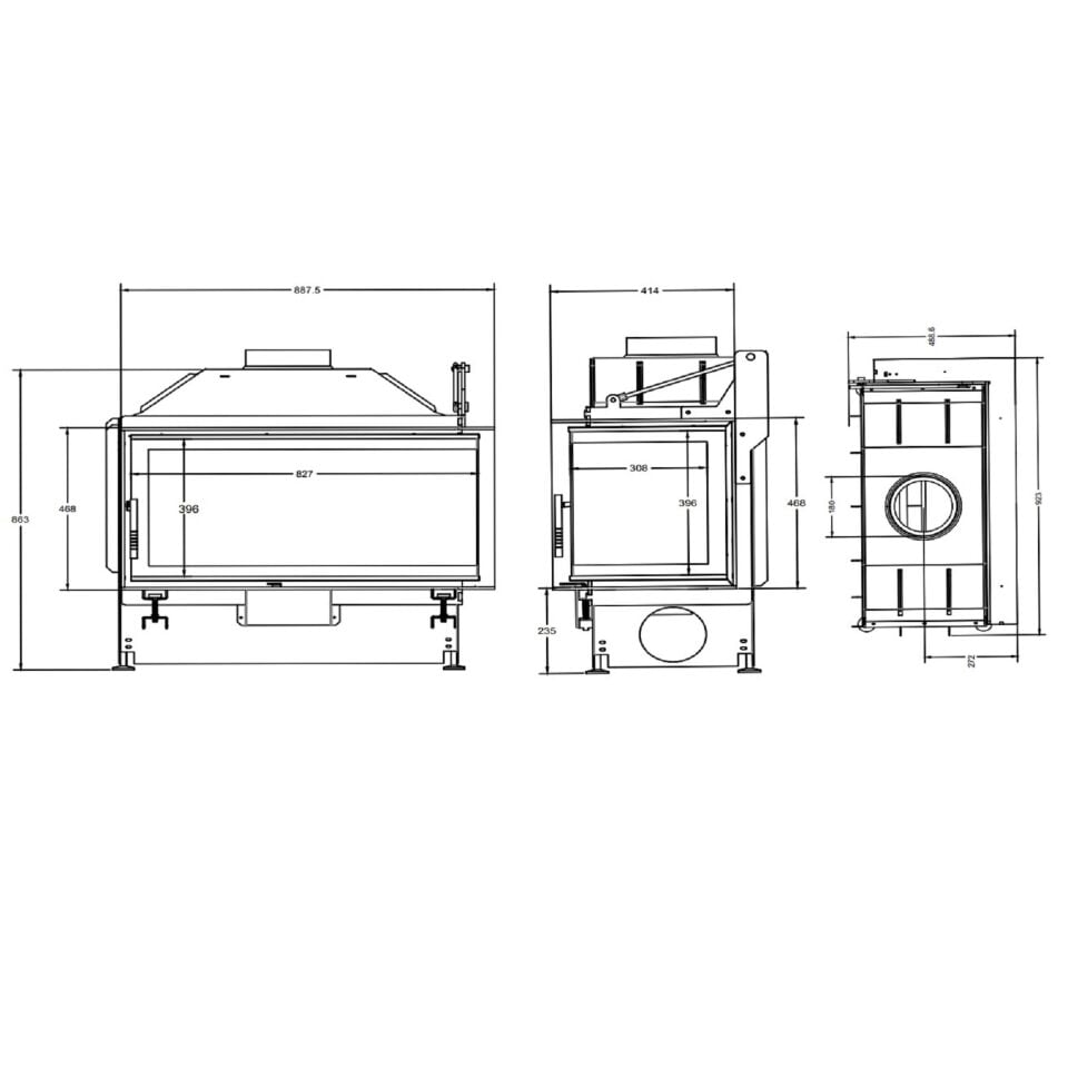 A Caminetti Çelik Şömine Quatrro Openside 80 Lik Sağ