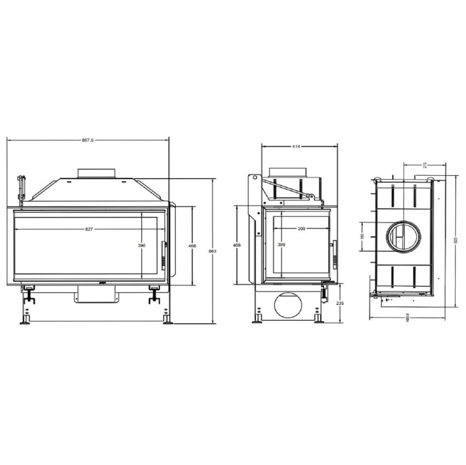 A Caminetti Çelik Şömine Quatrro Openside 80 Lik Sol