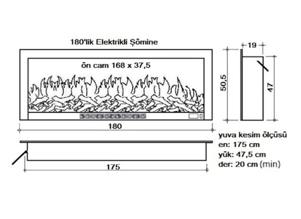 Alaz Efekt Elektrikli Şömine Bluetoothlu Wifi 180 cm