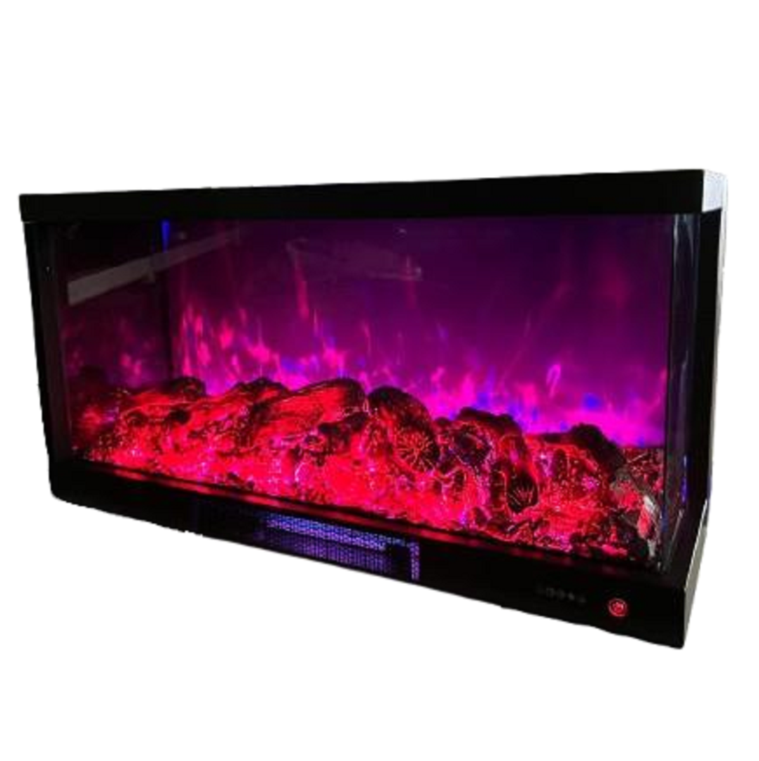 Alaz Efekt 3D Elektrikli Şömine Sağ Açık Wifi Bluetoothlu Prizmatik 90 Lık