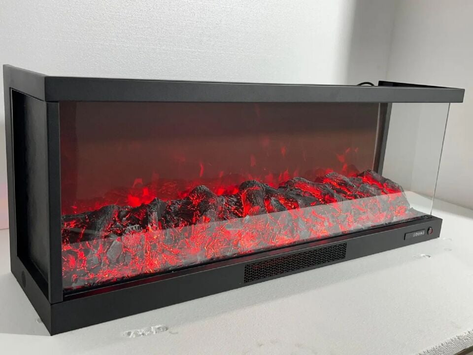 Alaz Efekt 3D Elektrikli Şömine Wifi Bluetoothlu 90 Lık Sağ Açık Prizma
