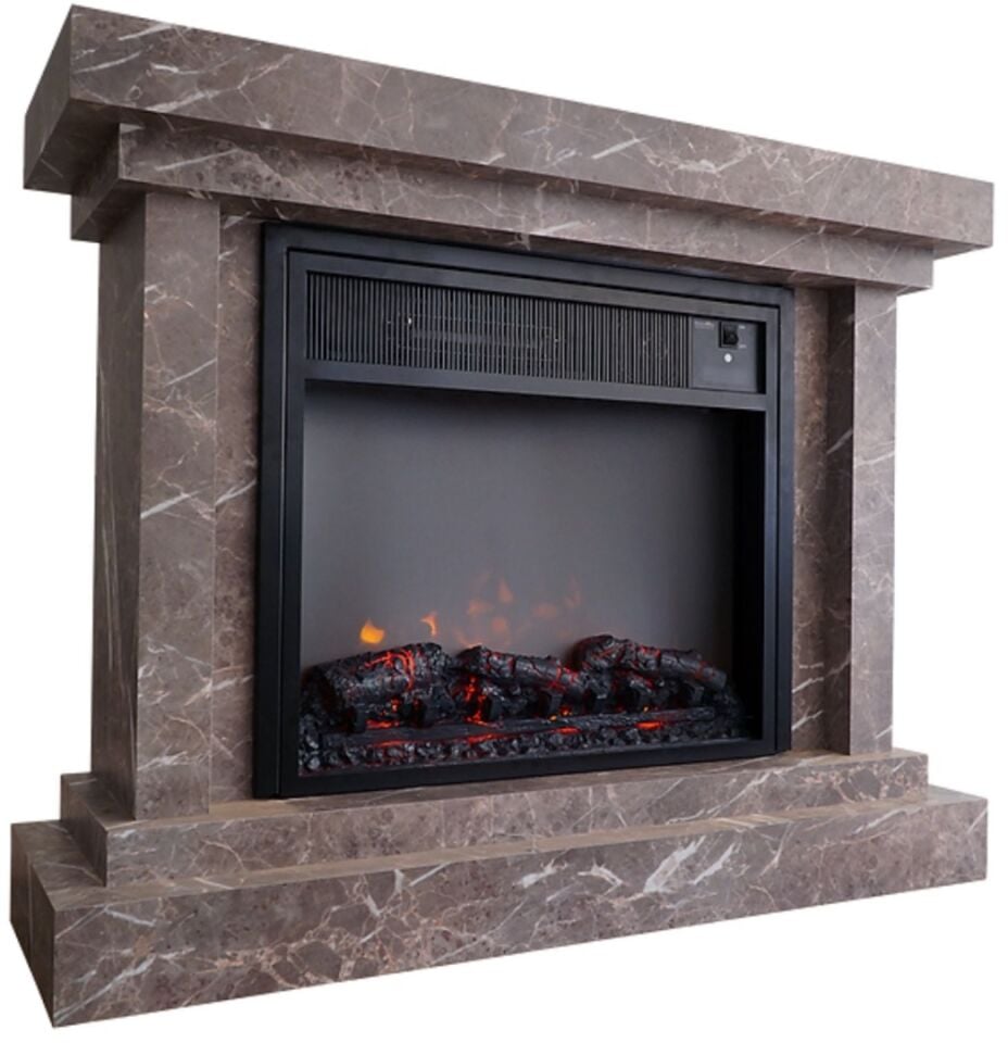 Electrokonfor Heatbox Elektrikli Şömine L 2000W Bluetooth Ses Efektli Alanya Desenli