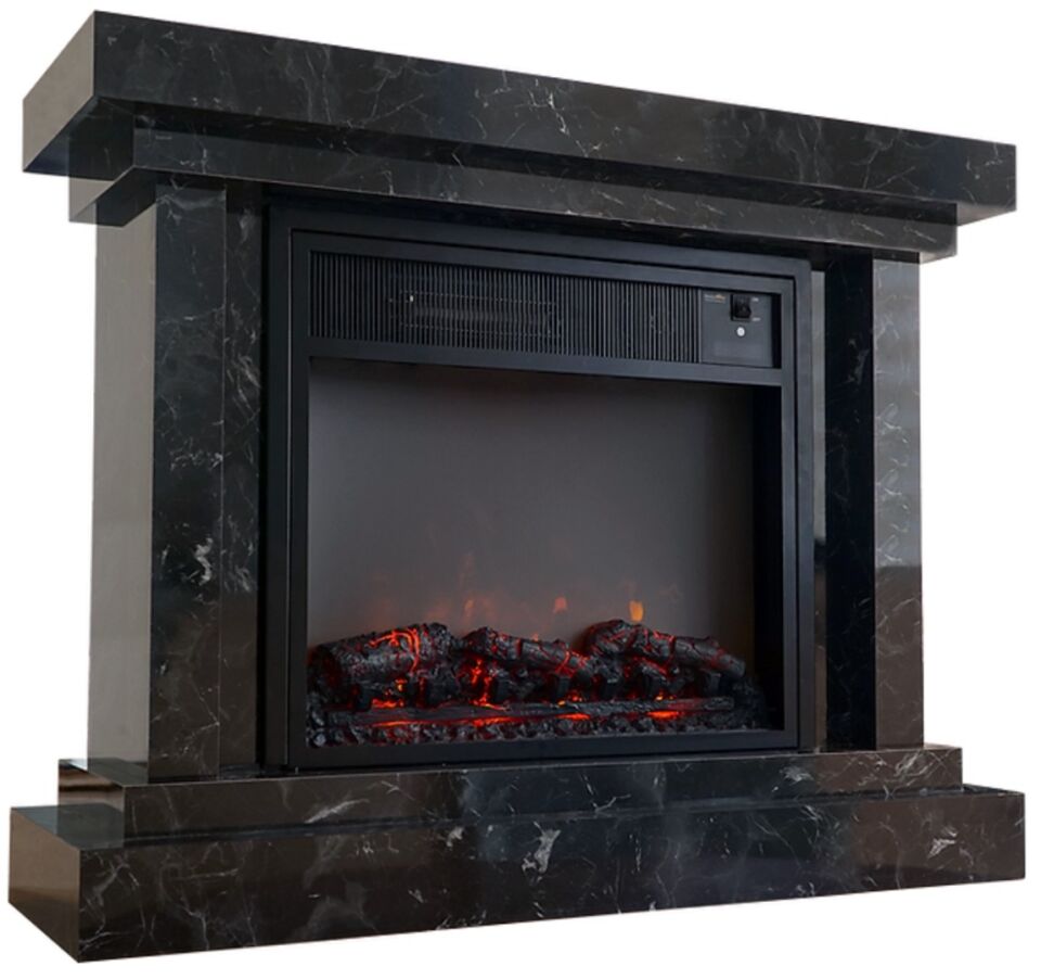 Electrokonfor Heatbox Elektrikli Şömine L 2000W Bluetooth Ses Efektli Lotus Desenli