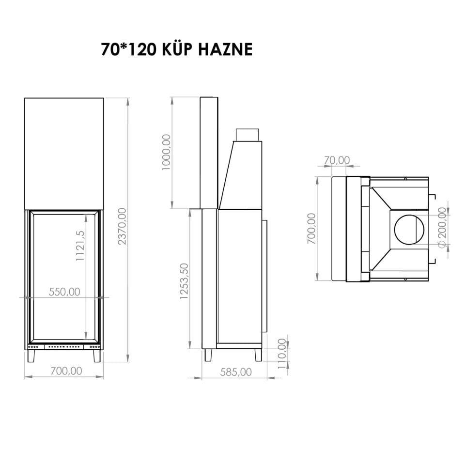 Serra Küp Şömine Haznesi 70 x 120 cm