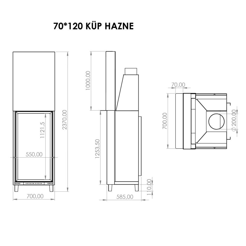 Serra Küp Şömine Haznesi 70 x 120 cm
