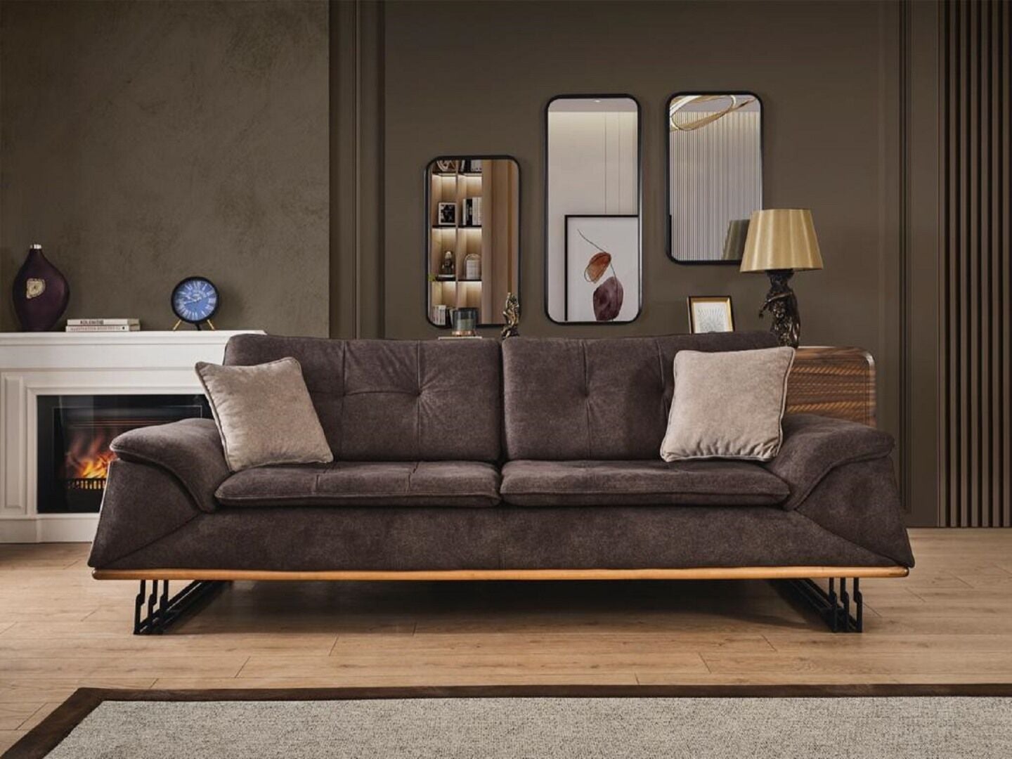 Miss Worble Bella Üçlü Kanepe Koltuk Koyu Renk