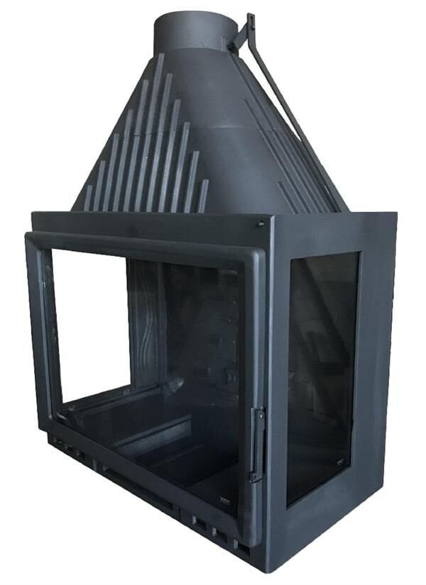 Serra Klapeli Döküm Şömine Haznesi Yüksek Camlı 80 Lik Üç Açık Yarım