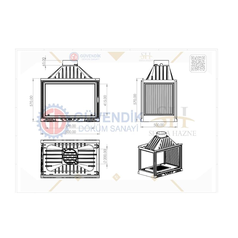 Serra Epi Döküm Şömine Haznesi Yüksek Cam 80 Lik