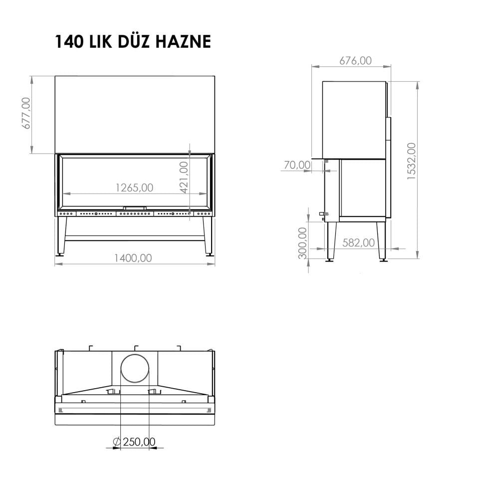 Serra Asansörlü Şömine Haznesi Düz 140 Lık